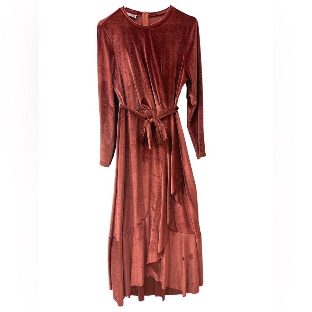 Dusty Pink Pleated Tie Front Maxi Dress for Wedding Guest